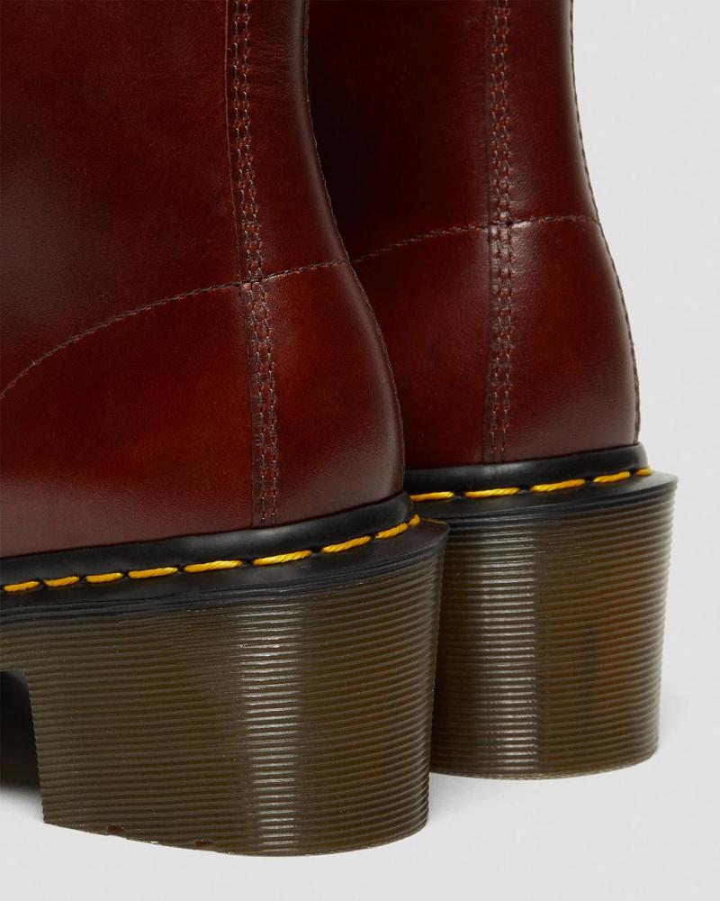 Women's Dr Martens Clemency Leather Heeled Heeled Boots Brown | AU 139RVD